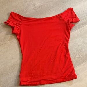Vibrant Scarlet Off-Shoulder Women's Tee